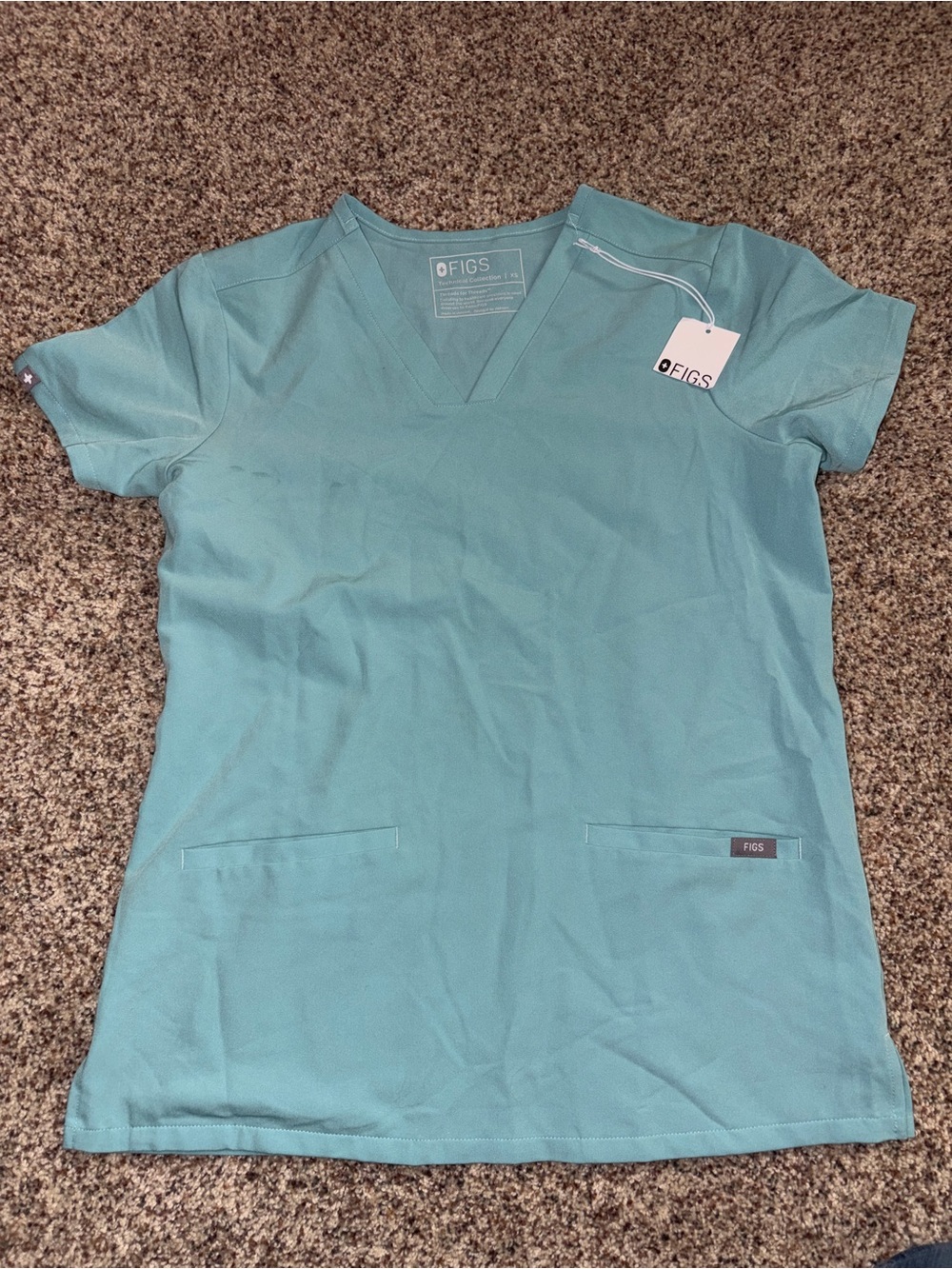 FIGS Womenโs Teal V-Neck Scrub Top